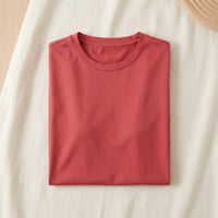T-shirt soie & coton manches courtes femme - coloris Rouge Vintage | StudioSoie