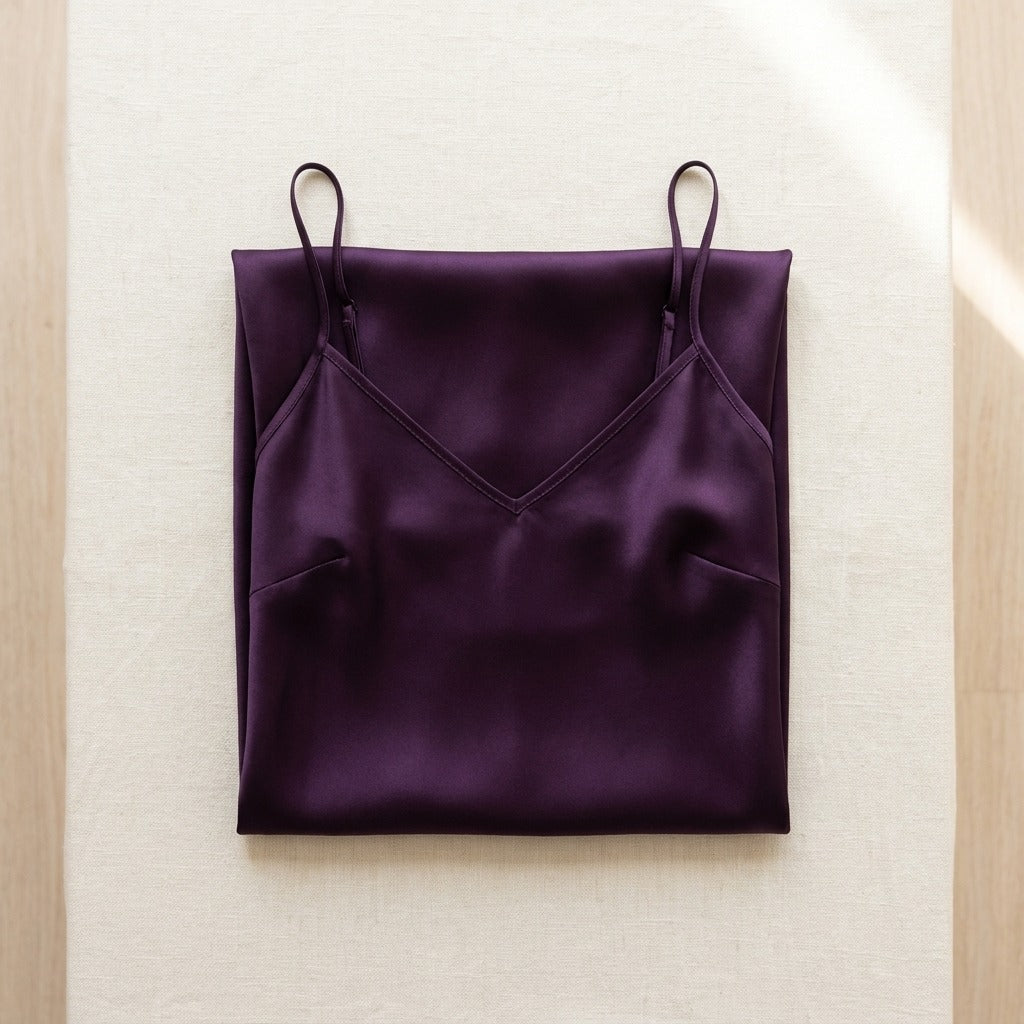 Robe Mi-Longue en Soie de Mûrier 21 Momme — Col V Coupe Biais 14 Coloris Femme - coloris violet-fonce | StudioSoie