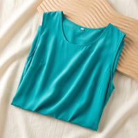 Mini Robe en Crêpe de Chine de Soie 100 % — Sans Manches 7 Coloris Femme - coloris turquoise | StudioSoie