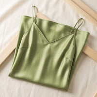 Robe Mi-Longue en Soie de Mûrier 21 Momme — Col V Coupe Biais 14 Coloris Femme - coloris vert-pomme | StudioSoie