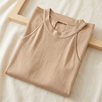 Robe Mi-Longue en Maille de Soie — Dos Nu Épaules Dénudées Femme - coloris beige | StudioSoie