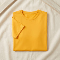 T-shirt soie & coton manches courtes femme - coloris Jaune Mangue | StudioSoie