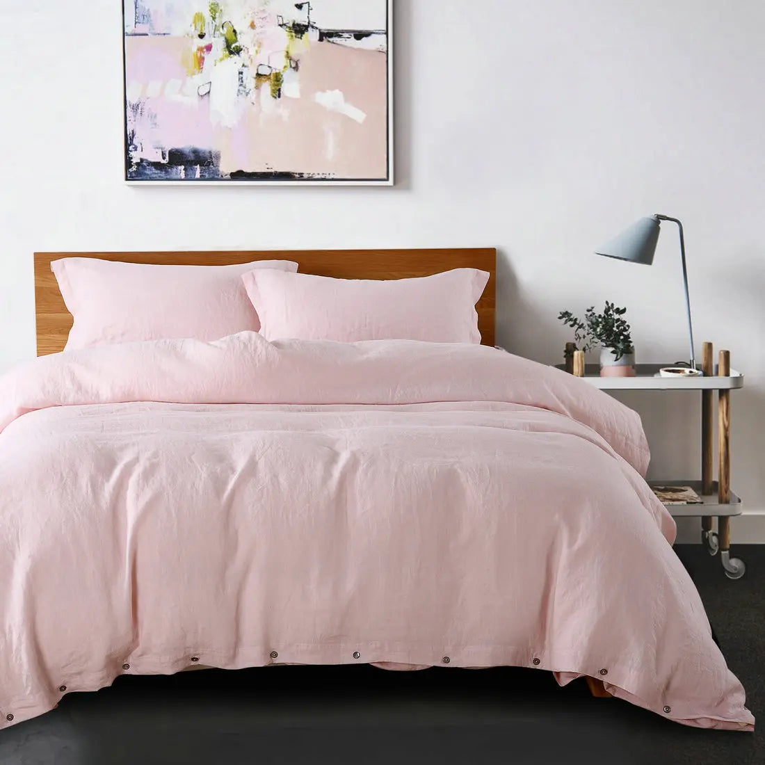 Housse de couette en lin 100% Français rose - StudioSoie