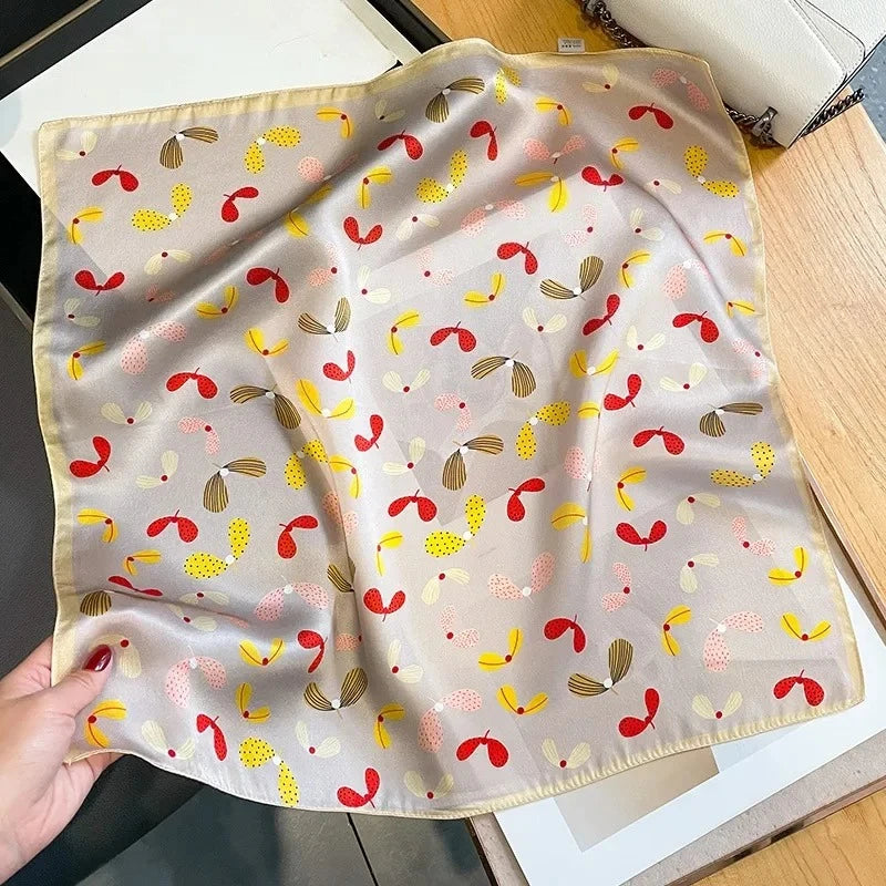 Nature Silk Neck Scarves Lady Foulard Lovely Strawberry Print 100% Real Silk Square Scarf for Women Bag Ribbon Hairband Kerchief - StudioSoie - 
