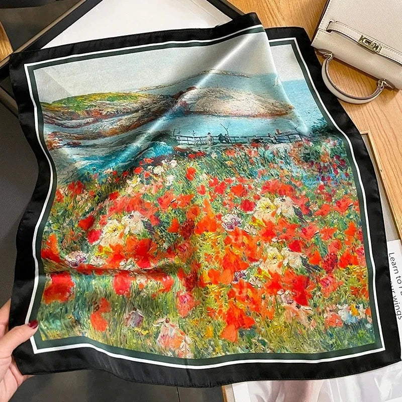 Nature Silk Neck Scarves Lady Foulard Lovely Strawberry Print 100% Real Silk Square Scarf for Women Bag Ribbon Hairband Kerchief - StudioSoie
