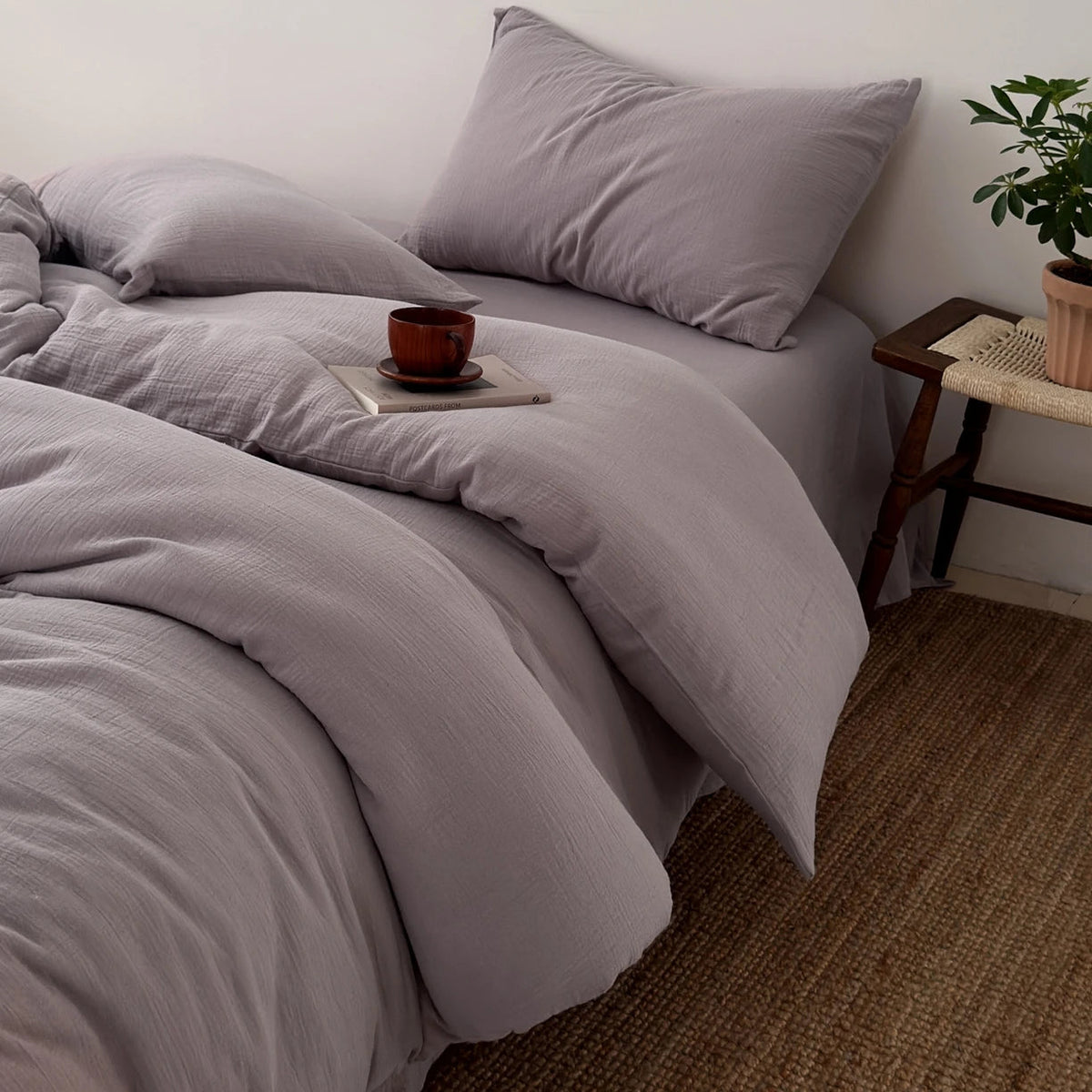 Housse de Couette en Coton Froissé — Douceur Naturelle - StudioSoie