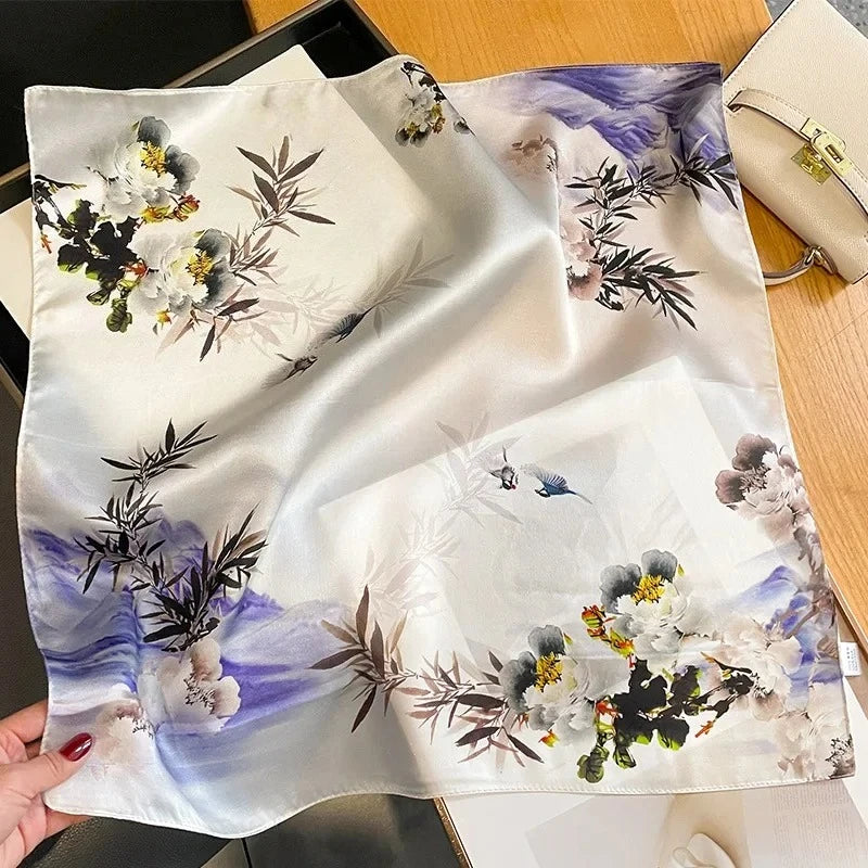 Nature Silk Neck Scarves Lady Foulard Lovely Strawberry Print 100% Real Silk Square Scarf for Women Bag Ribbon Hairband Kerchief - StudioSoie