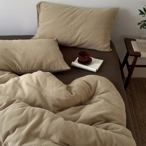 Housse de Couette en Coton Froissé — Douceur Naturelle