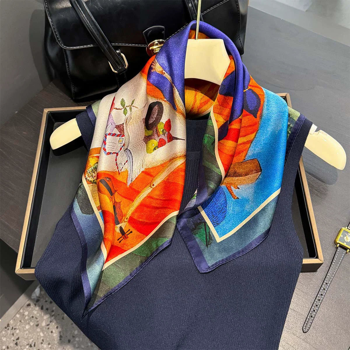 Écharpe - Foulard - Carré en Soie - Bandana