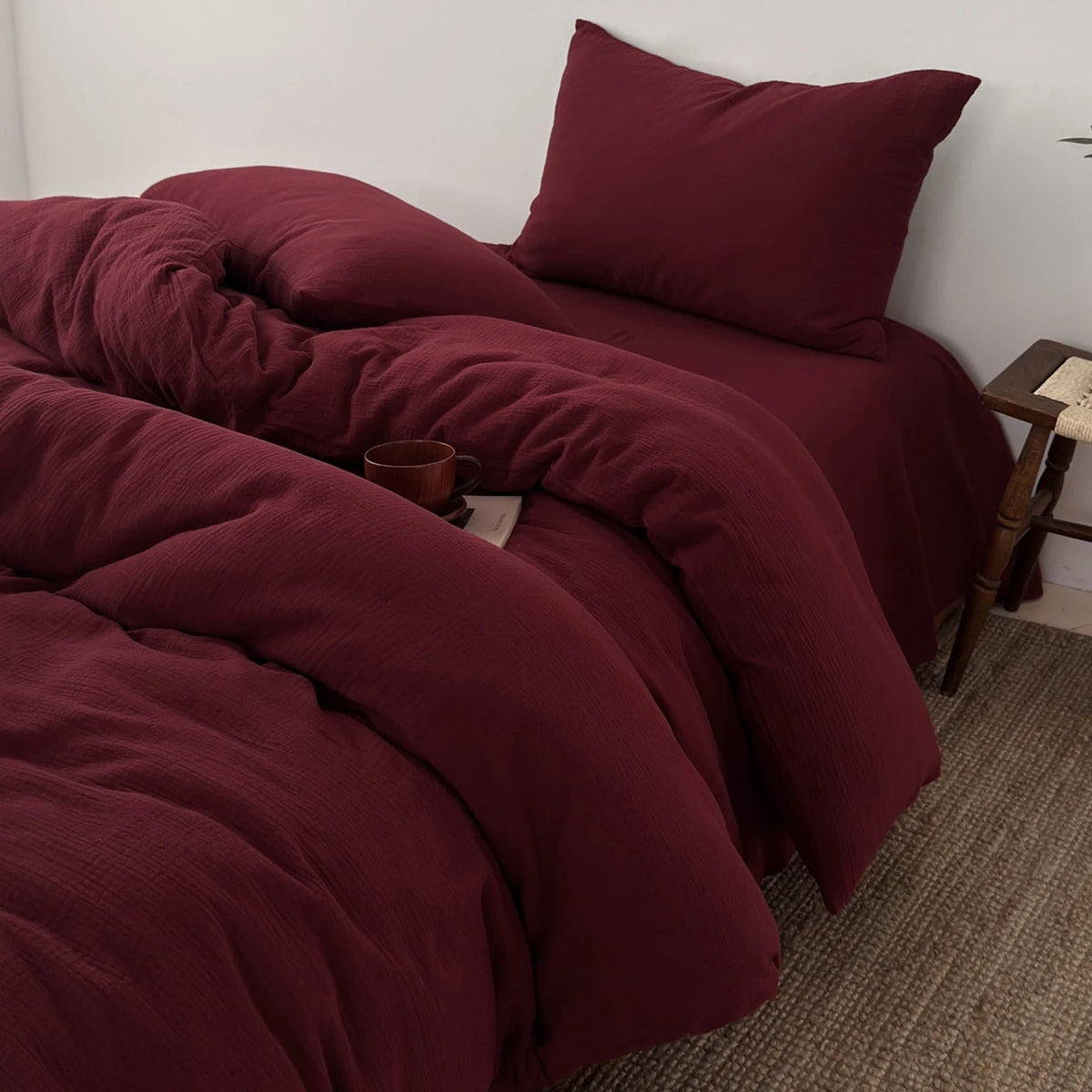 Housse de Couette en Coton Froissé — Douceur Naturelle - StudioSoie