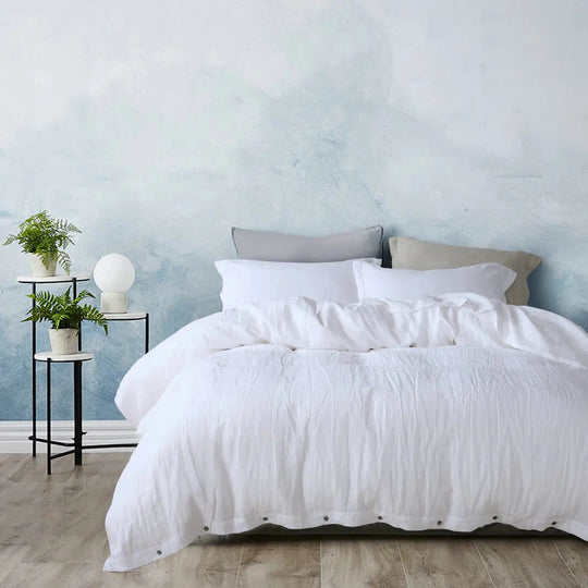 Housse de couette en lin 100% Français blanc - StudioSoie