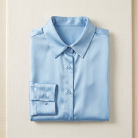 Chemisier en soie de mûrier 93% manches longues femme - coloris Bleu Ciel | StudioSoie
