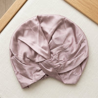 Bonnet turban en soie – coloris Rose Lotus – StudioSoie