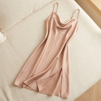 Chemise de Nuit en Soie de Mûrier 100% à Fente Latérale - StudioSoie