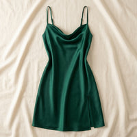 Chemise de Nuit en Soie de Mûrier 100% à Fente Latérale - StudioSoie