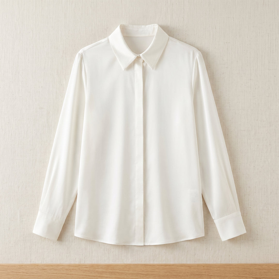 Chemise en soie de mûrier 6A – Blanc