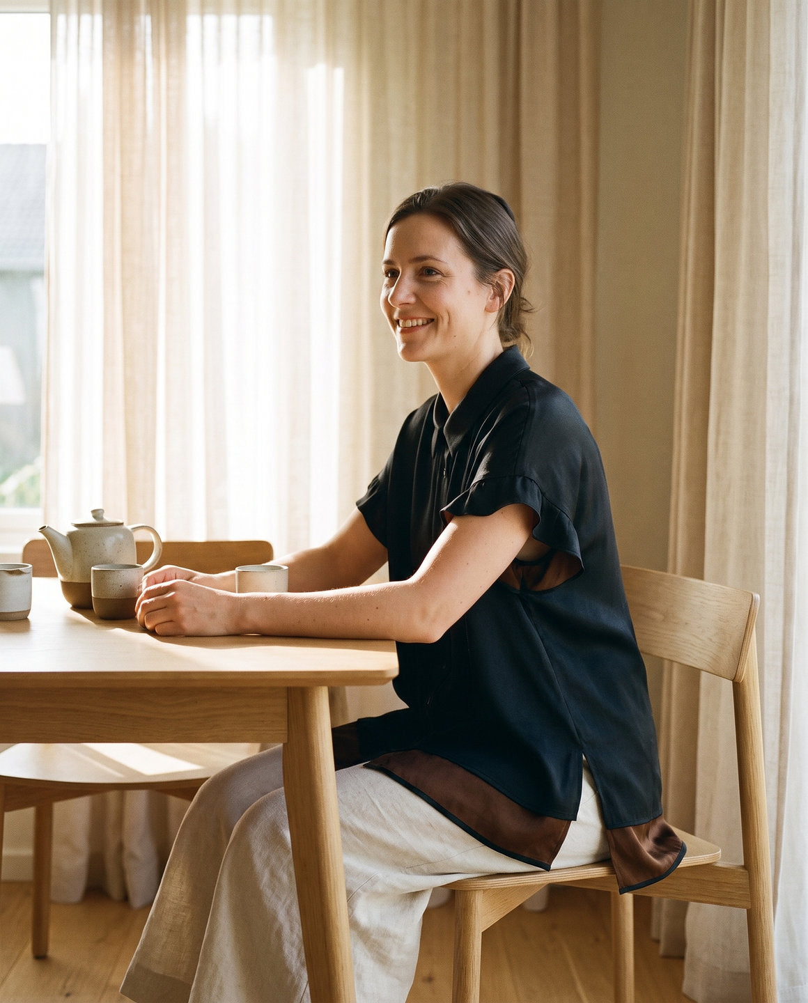 Chemise en soie xiangyun portée à l'heure du thé – StudioSoie
