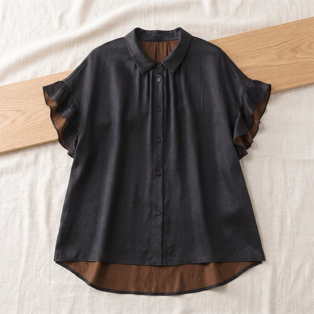 Chemise en soie xiangyun – Noir