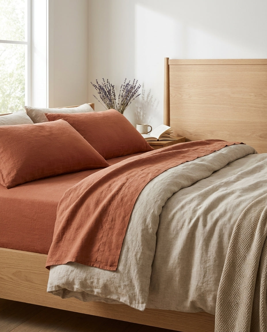 Drap Plat en Lin Français Lavé - Linge de Lit Luxe 100% Lin Naturel - StudioSoie