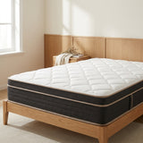 Matelas 7 zones 25 cm, dessus matelassé et bordure anthracite, vue 3/4 - StudioSoie