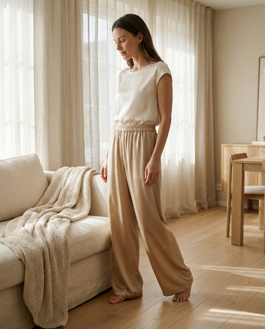 Fließende Hose - 93% Natürliche Seide