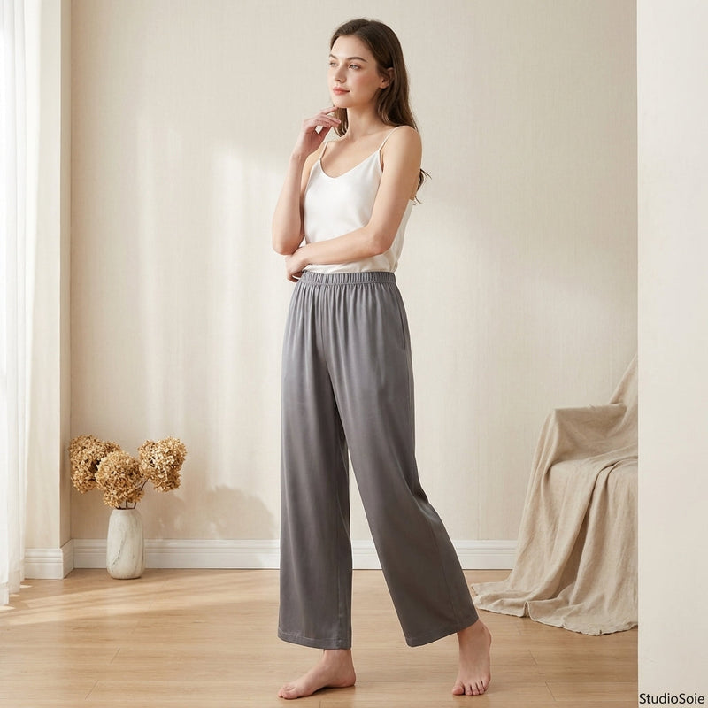 Pantalon de Pyjama en Soie de Mûrier - Bas d'Intérieur Fluide Femme 100% Soie - StudioSoie