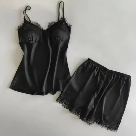 Pyjama Dos Nu en Dentelle - Satin - StudioSoie