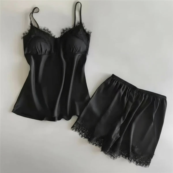 Pyjama Dos Nu en Dentelle - Satin