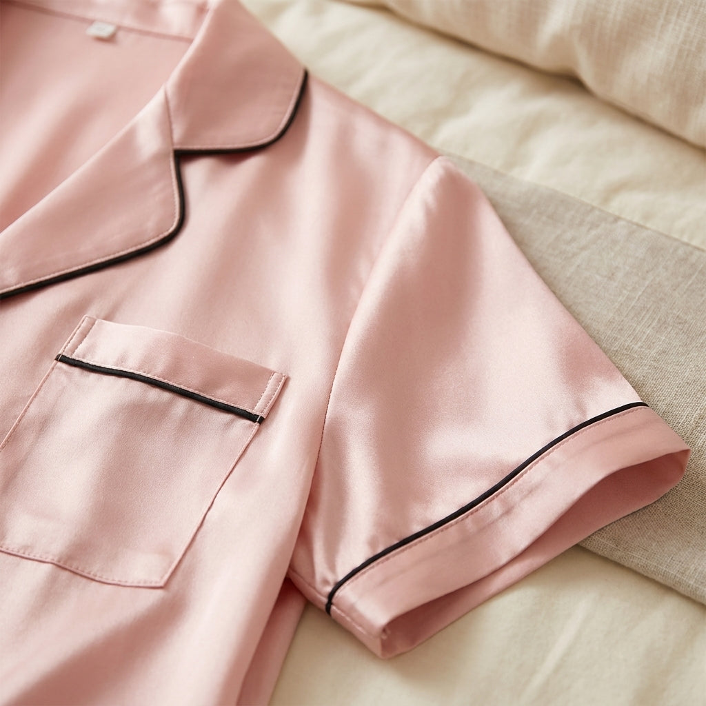 Pyjama en Soie de Mûrier 100% – Top Manches Courtes & Short, Femme - StudioSoie