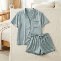 Pyjama en Soie de Mûrier 100% – Top Manches Courtes & Short, Femme - StudioSoie - 