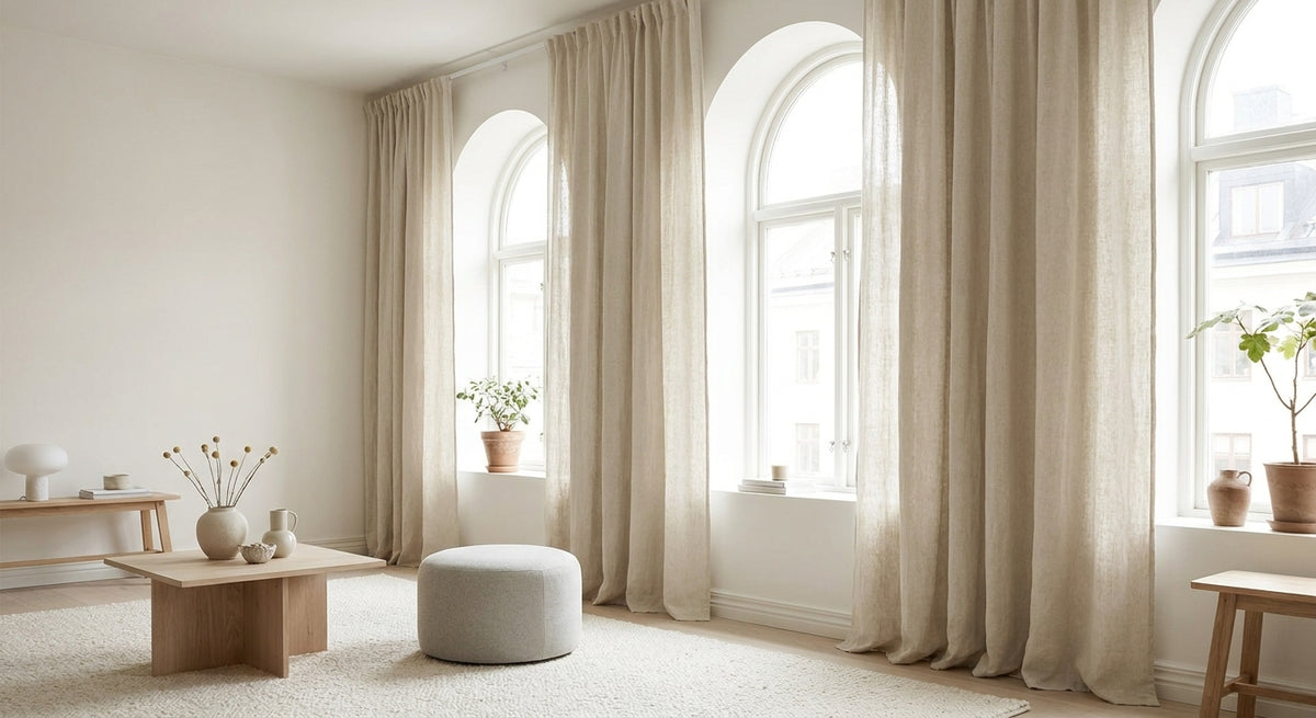 Rideau en Lin Lavé 100% – Tamisant, Tons Naturels - StudioSoie