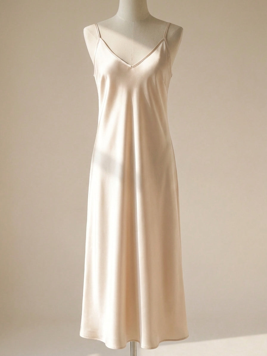 Robe caraco en soie de mûrier 21 momme champagne - StudioSoie
