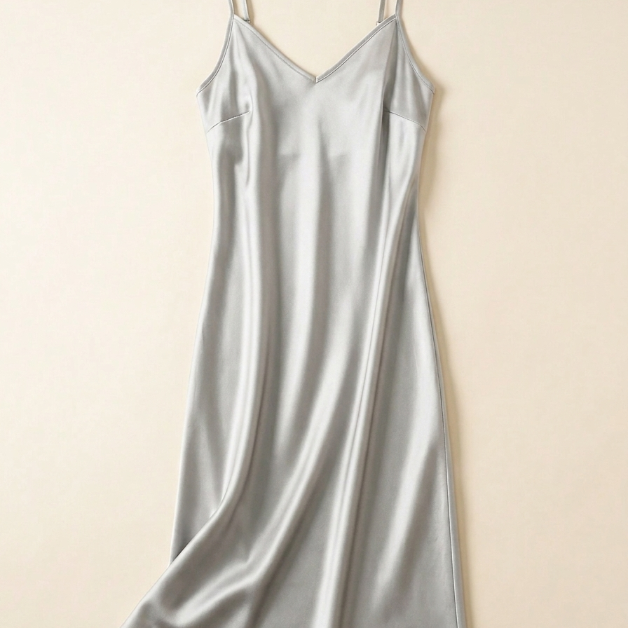 Robe caraco en soie de mûrier 21 momme gris clair - StudioSoie