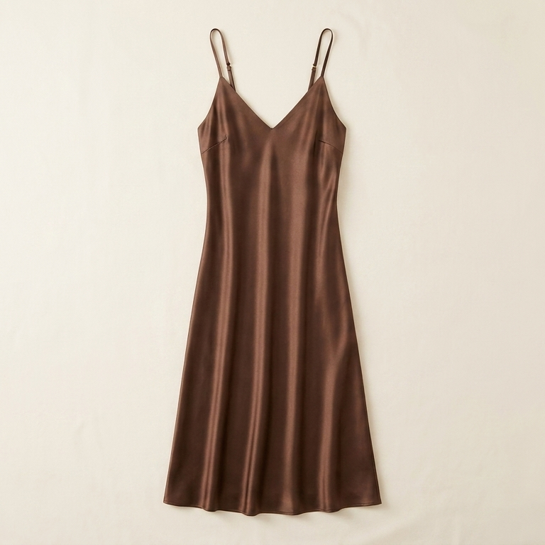 Robe caraco en soie de mûrier 21 momme moka - StudioSoie