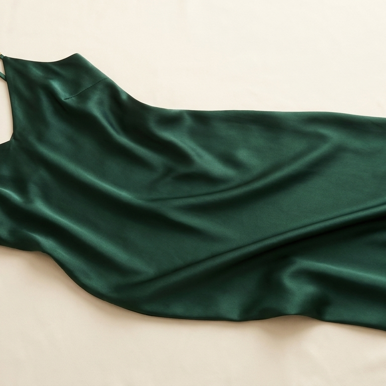 Robe caraco en soie de mûrier 21 momme vert foncé - StudioSoie