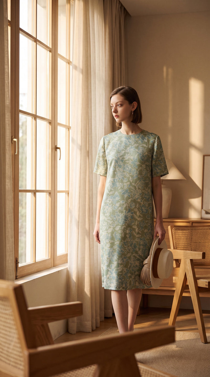 Robe droite en sergé de soie de mûrier – visuel 2 – StudioSoie