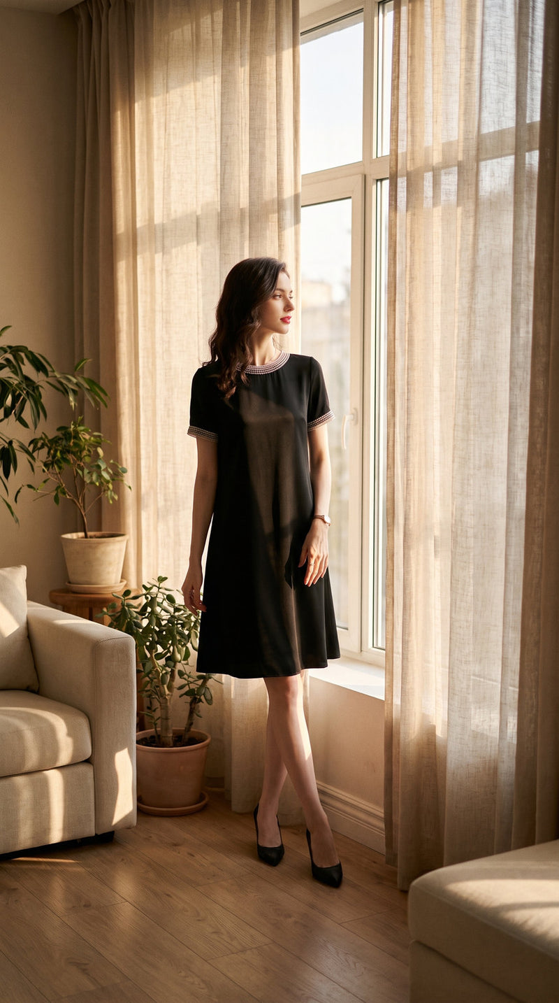 Petite robe noire en soie de Hangzhou – visuel 2 – StudioSoie