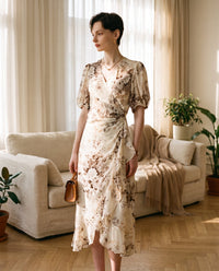 Robe portefeuille en crêpe de soie de mûrier – vue portée – StudioSoie