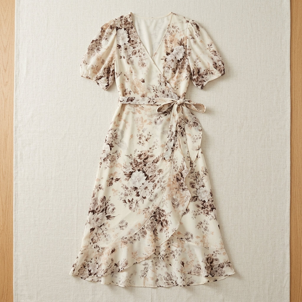 Robe portefeuille en crêpe de soie de mûrier – coloris Imprimé Encre – StudioSoie