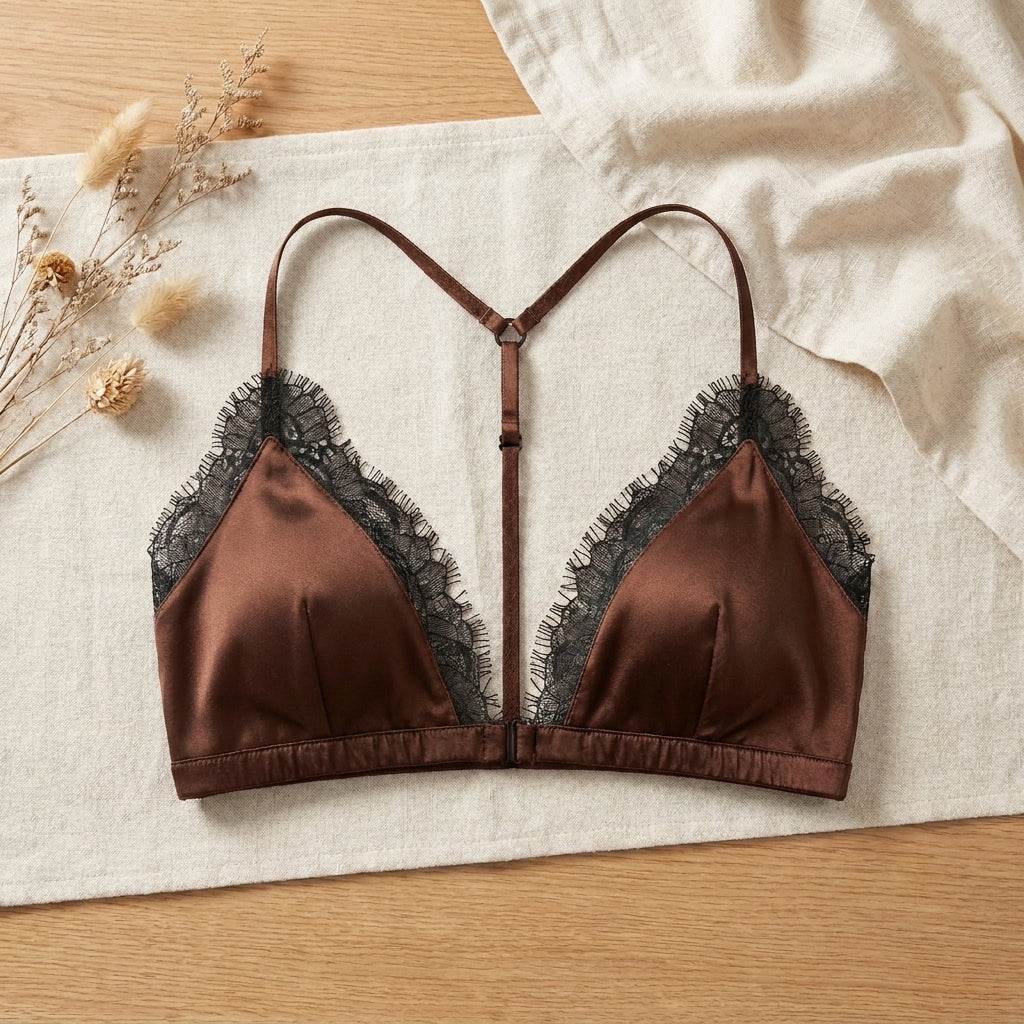Soutien-Gorge en Soie de Mûrier & Dentelle - Sans Armature Triangle Femme 100% Soie - StudioSoie