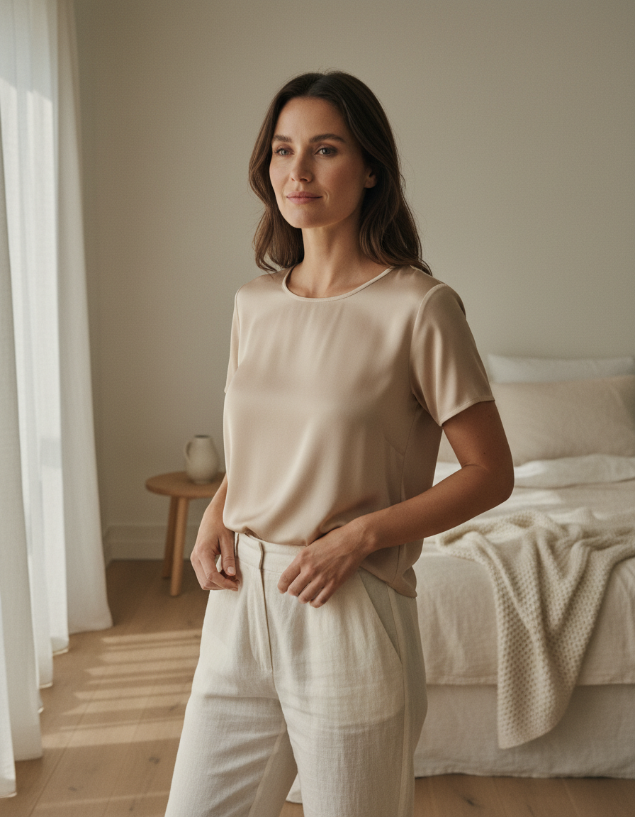 T-Shirt in Seta di Gelso 100% - Girocollo Maniche Corte