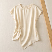 Top plissé en soie de mûrier – Blanc Cassé