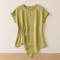 Top plissé en soie de mûrier – Vert Olive