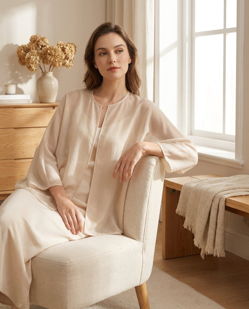 Veste Légère en Soie de Mûrier - Cardigan Anti-UV Manches Chauve-Souris Femme - StudioSoie