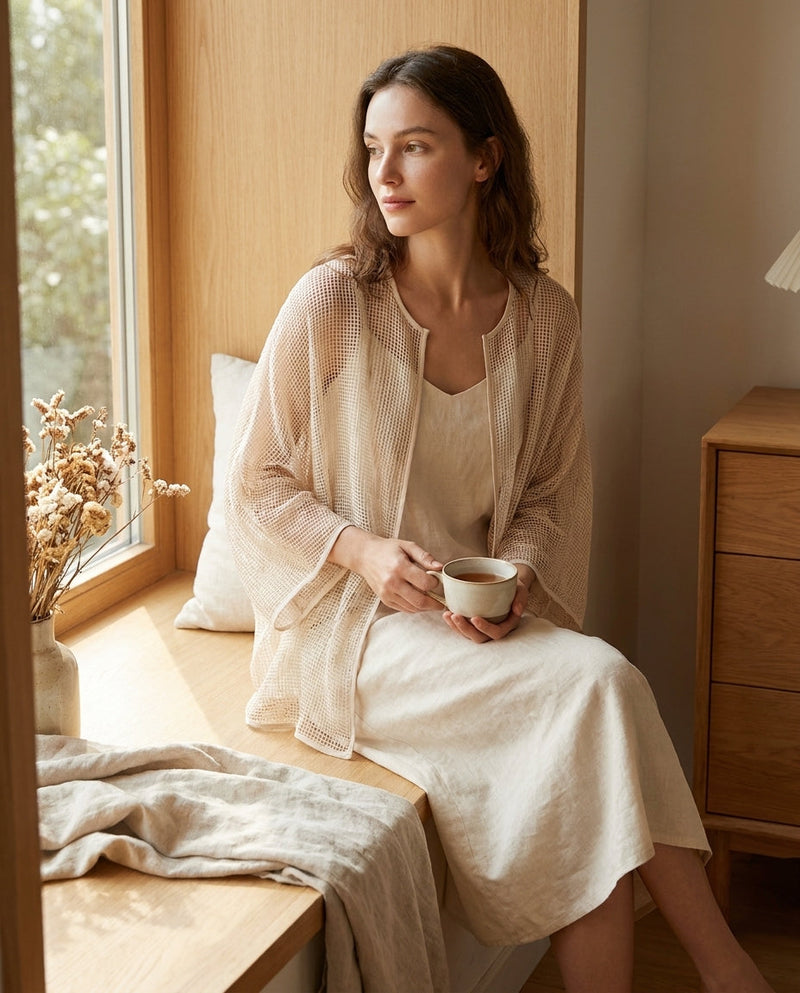 Veste Légère en Soie de Mûrier - Cardigan Anti-UV Manches Chauve-Souris Femme - StudioSoie